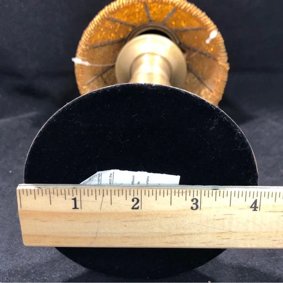 Set of 2 GOLD-TONED TEA-LIGHT CANDLE LAMPS with GOLD COLORED BEADED LAMPSHADES - Picture 15 of 16